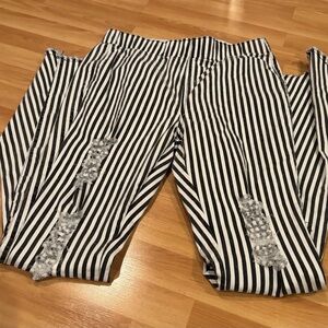L&B Lucky & Blessed Black and White Striped Flare Jeans